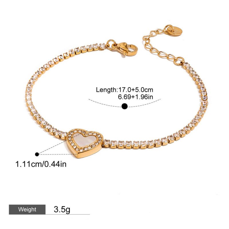 18K gold heart-shaped bracelet with diamond design, light luxury and noble - Image 2