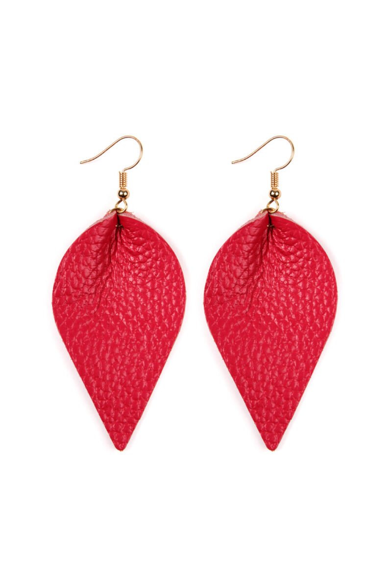 Teardrop Shape Pinched Leather Earrings - Image 34