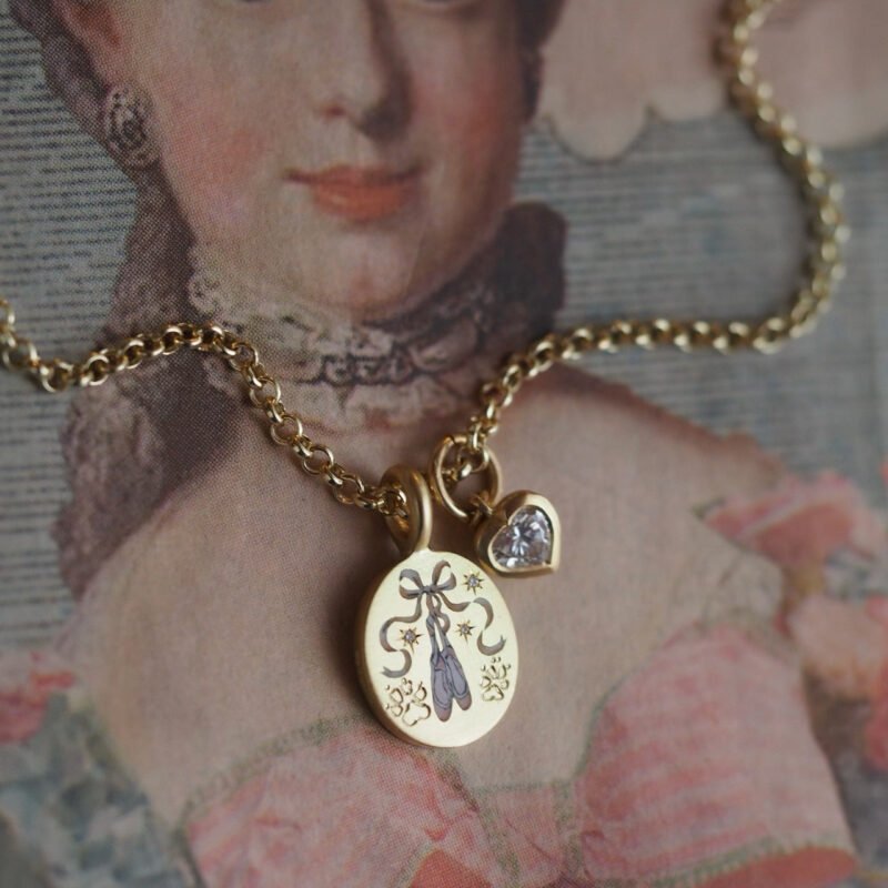 18K gold inlaid zircon with pattern design trendy personality necklace - Image 2