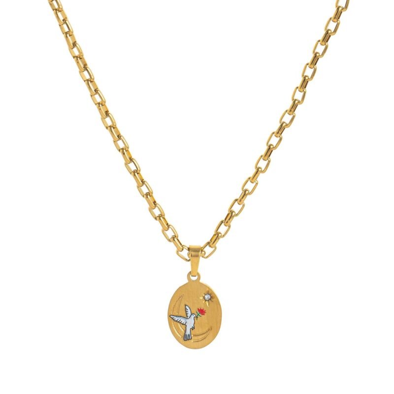 18K gold inlaid zircon with pattern design trendy personality necklace - Image 3
