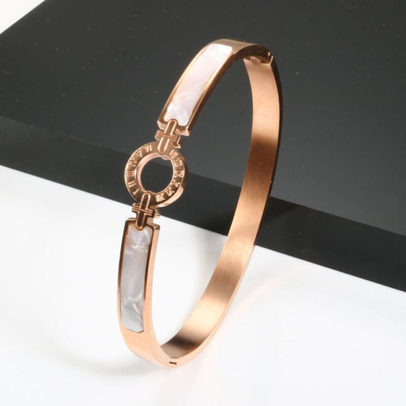White Shell Roman Numeral Bangles & Bracelet - Image 7