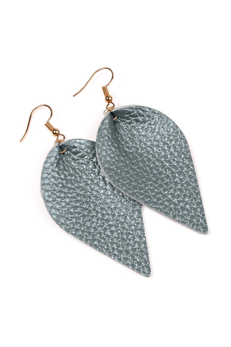 Teardrop Shape Pinched Leather Earrings - Image 13