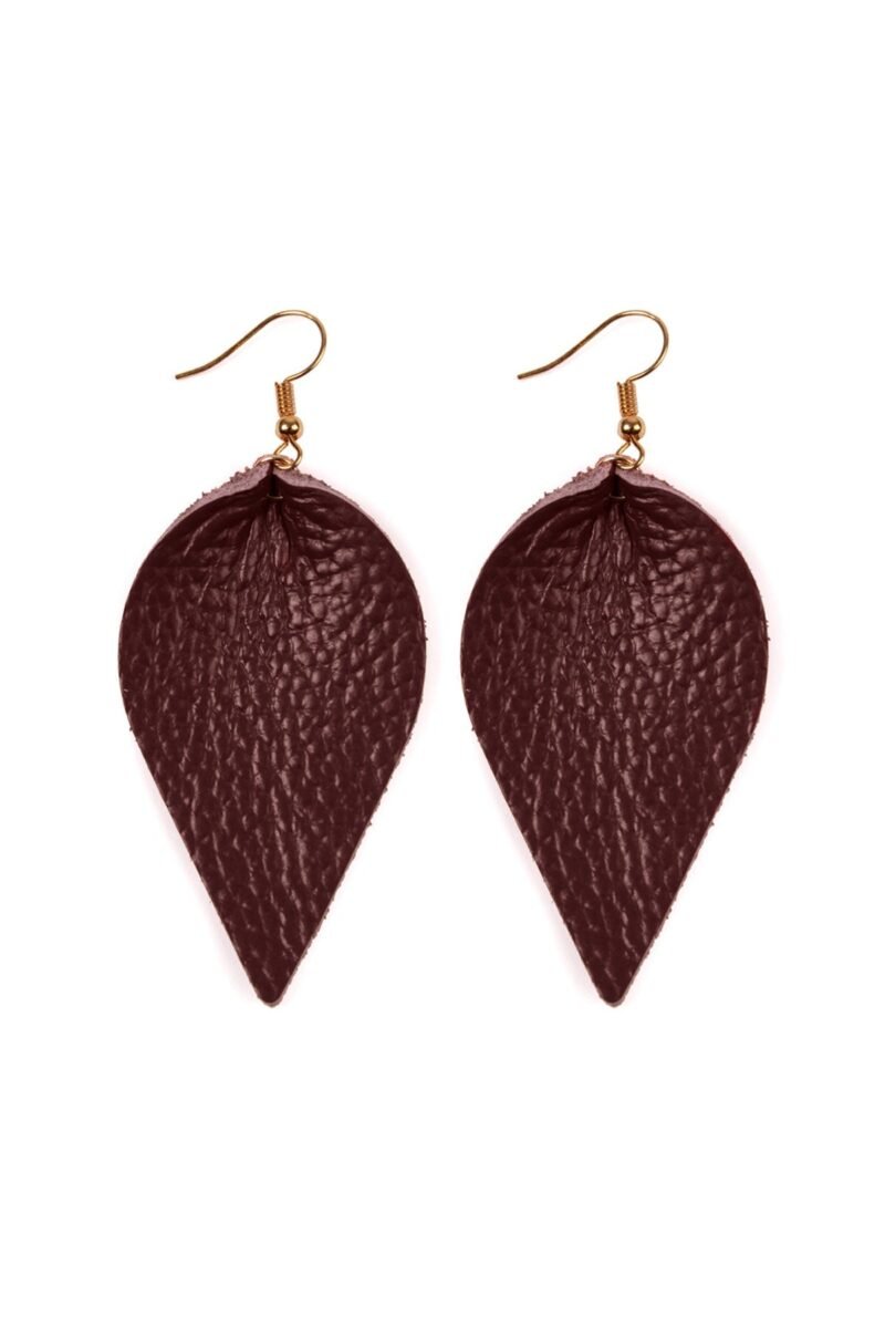 Teardrop Shape Pinched Leather Earrings - Image 6