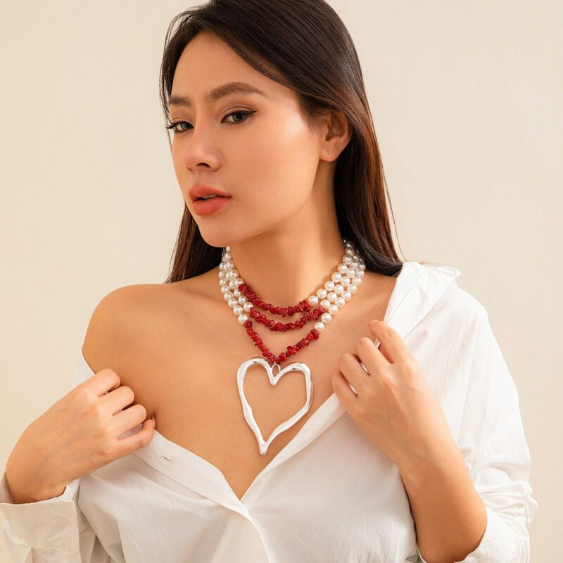 Retro multi-layered big love turquoise necklace - Image 2