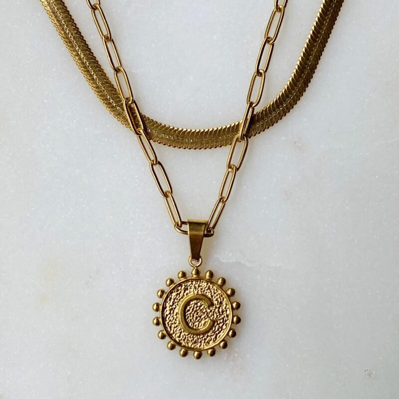 Double Chain Initial Necklace - Image 4