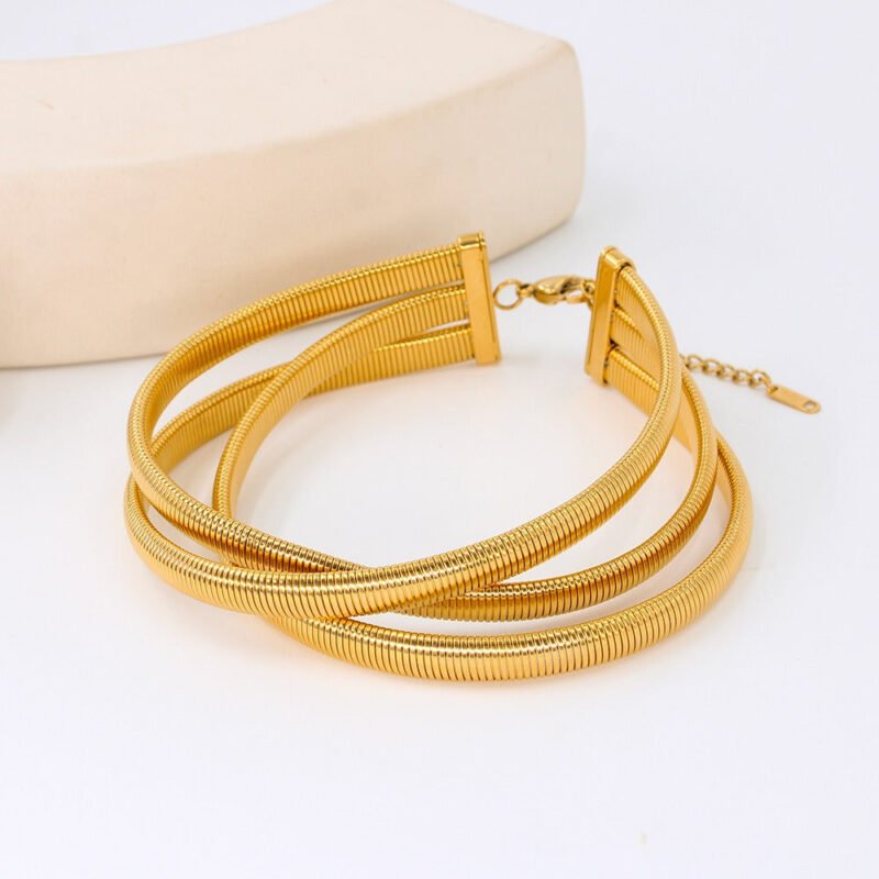 Niche high-end multi-layer choker choker stainless steel elastic snake ring - Image 7