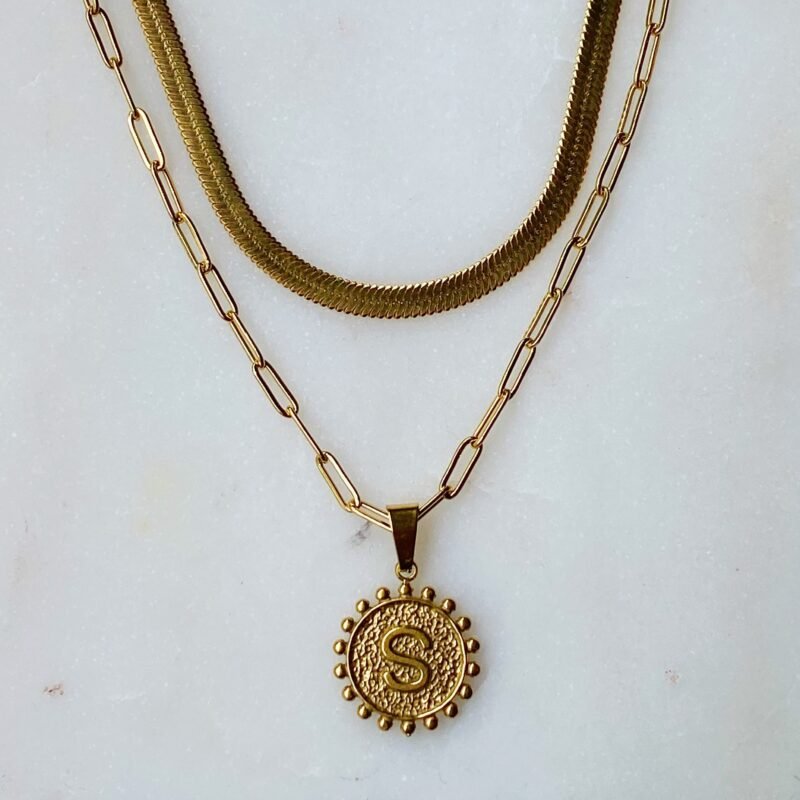 Double Chain Initial Necklace - Image 5