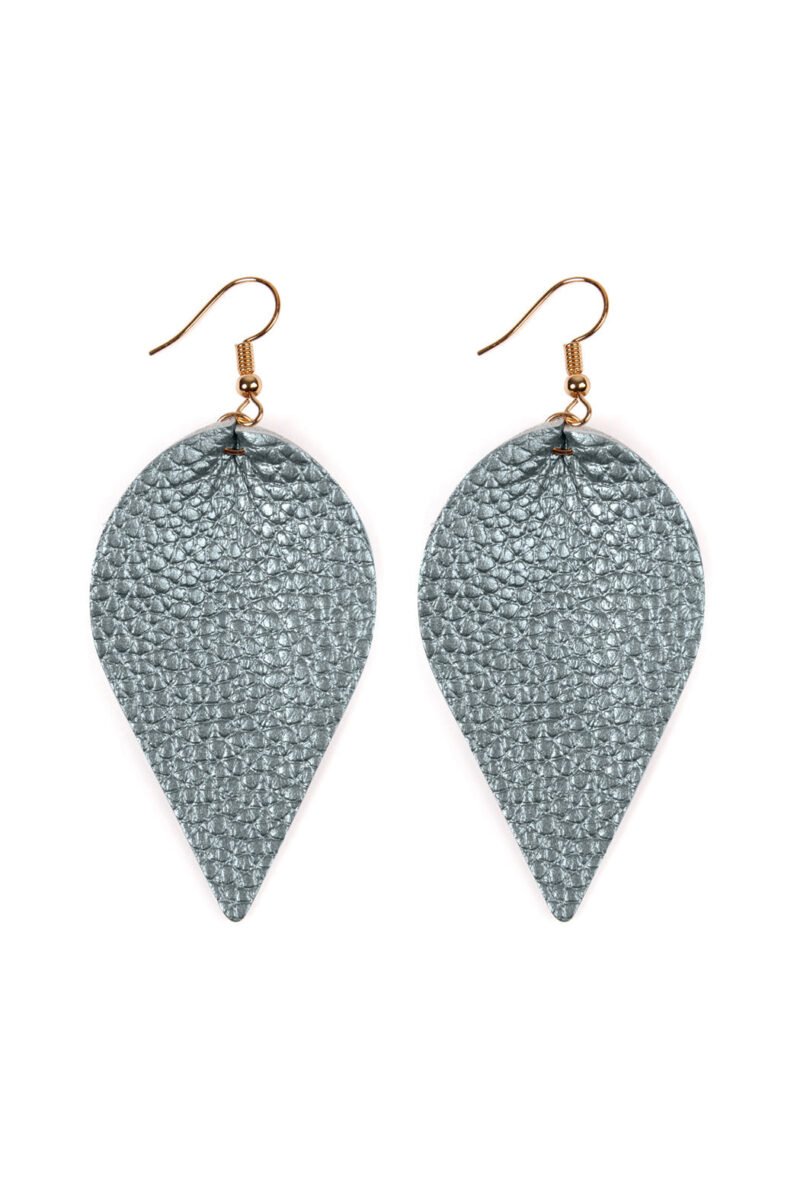 Teardrop Shape Pinched Leather Earrings - Image 12