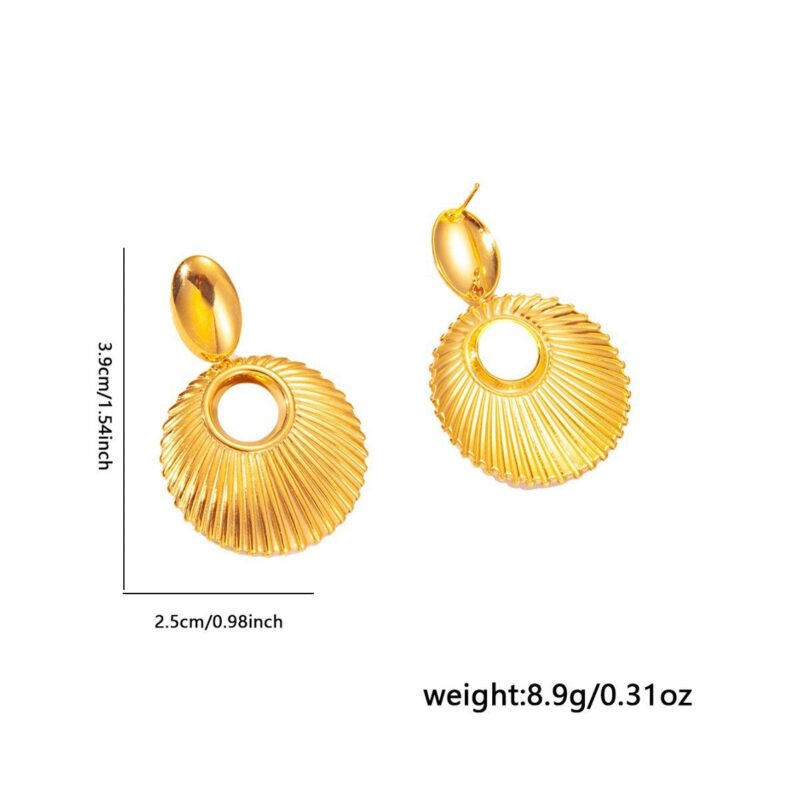 Shell Texture Charm Pendant Stainless Steel Earrings for Women - Image 7
