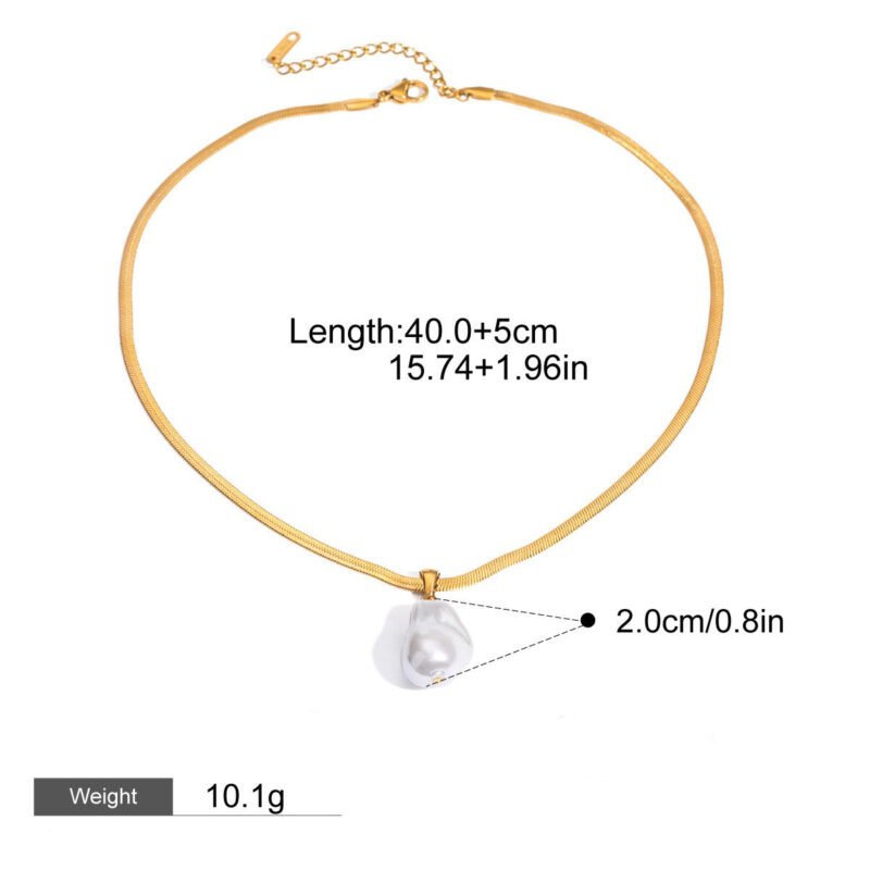 18K gold chain with pearl design high-end necklace - Image 5
