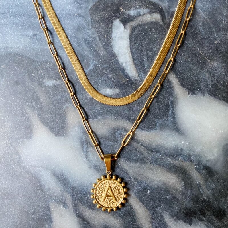 Double Chain Initial Necklace - Image 7