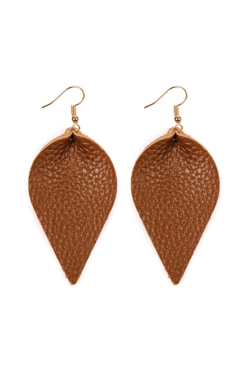 Teardrop Shape Pinched Leather Earrings - Image 4