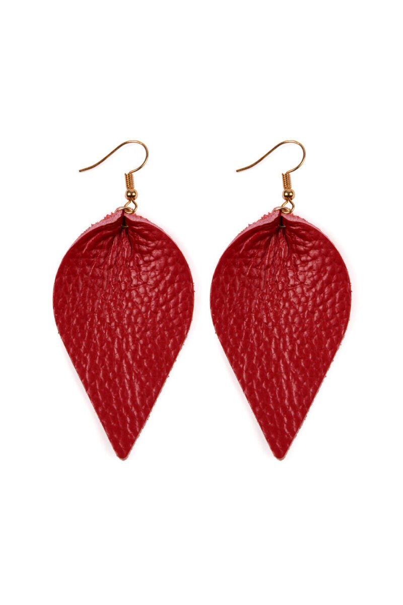Teardrop Shape Pinched Leather Earrings - Image 8
