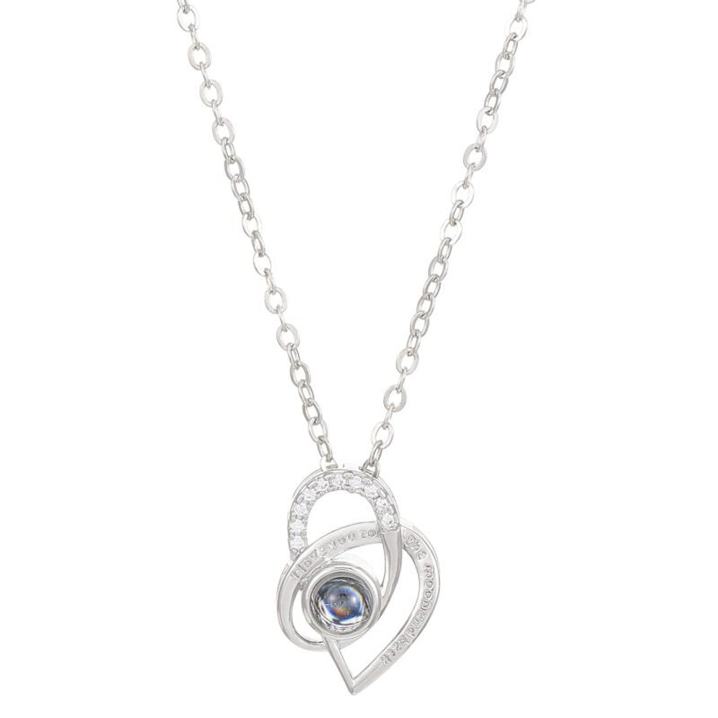 Diamond studded heart-shaped projection necklace - Image 12