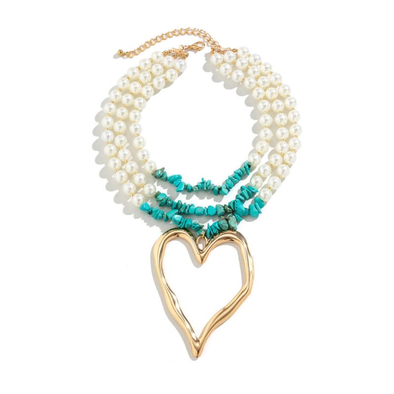 Retro multi-layered big love turquoise necklace - Image 10