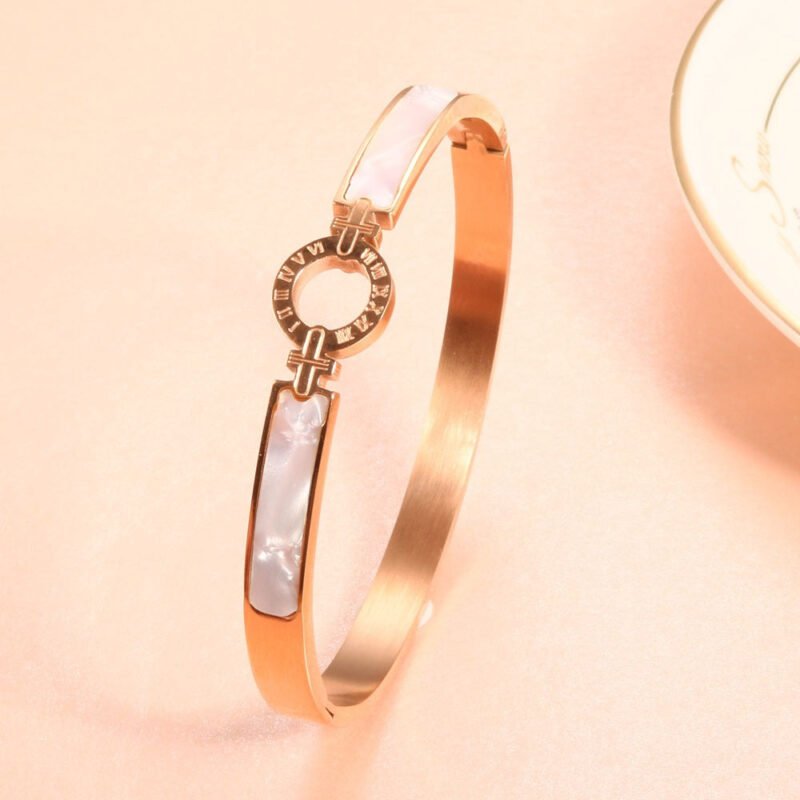 White Shell Roman Numeral Bangles & Bracelet - Image 5