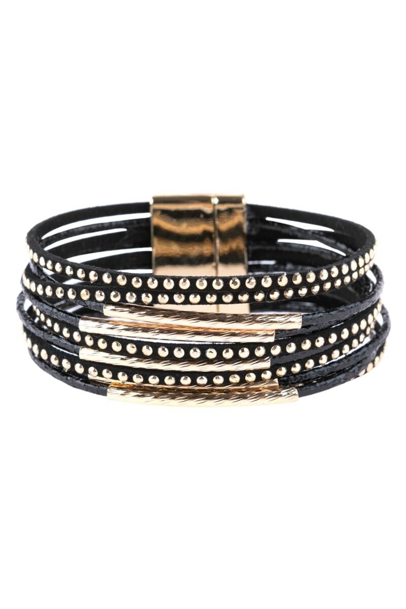 Multiline Leather Magnetic Bracelet - Image 2