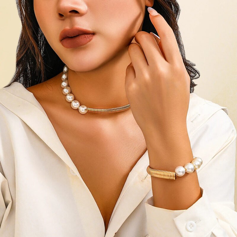 Pearl Short Choker Necklace Women Collar Wed Bridal Vintage Clavicle - Image 2