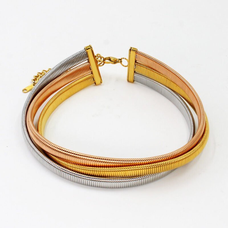 Niche high-end multi-layer choker choker stainless steel elastic snake ring - Image 2