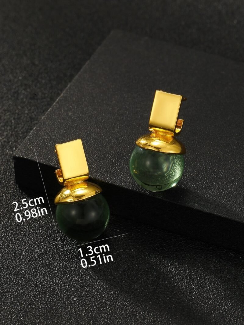 Vintage Green Crystal Round Dangle Earrings For Women - Image 6
