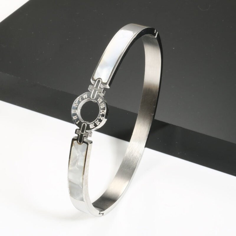 White Shell Roman Numeral Bangles & Bracelet - Image 6