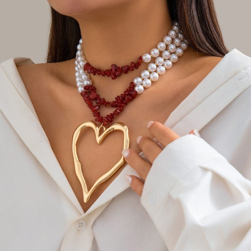 Retro multi-layered big love turquoise necklace - Image 3