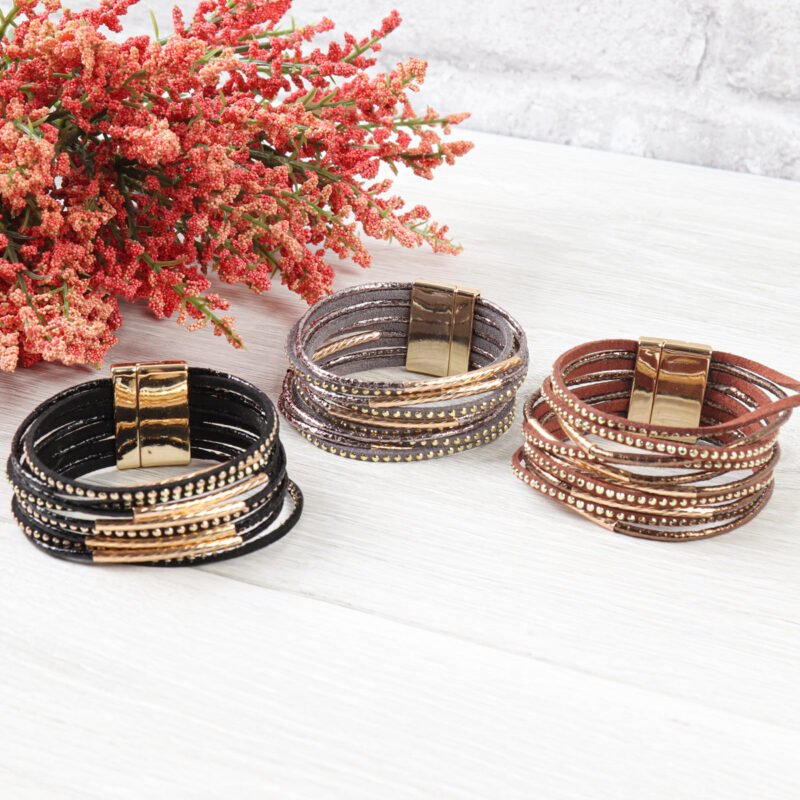 Multiline Leather Magnetic Bracelet - Image 9