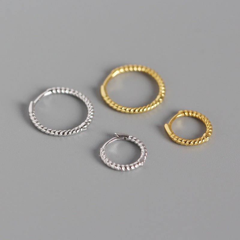 Simple Twisted 925 Sterling Silver Huggie Hoop Earrings - Image 2