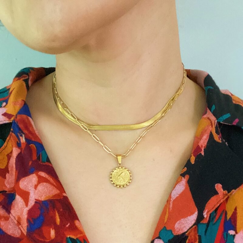 Double Chain Initial Necklace - Image 3