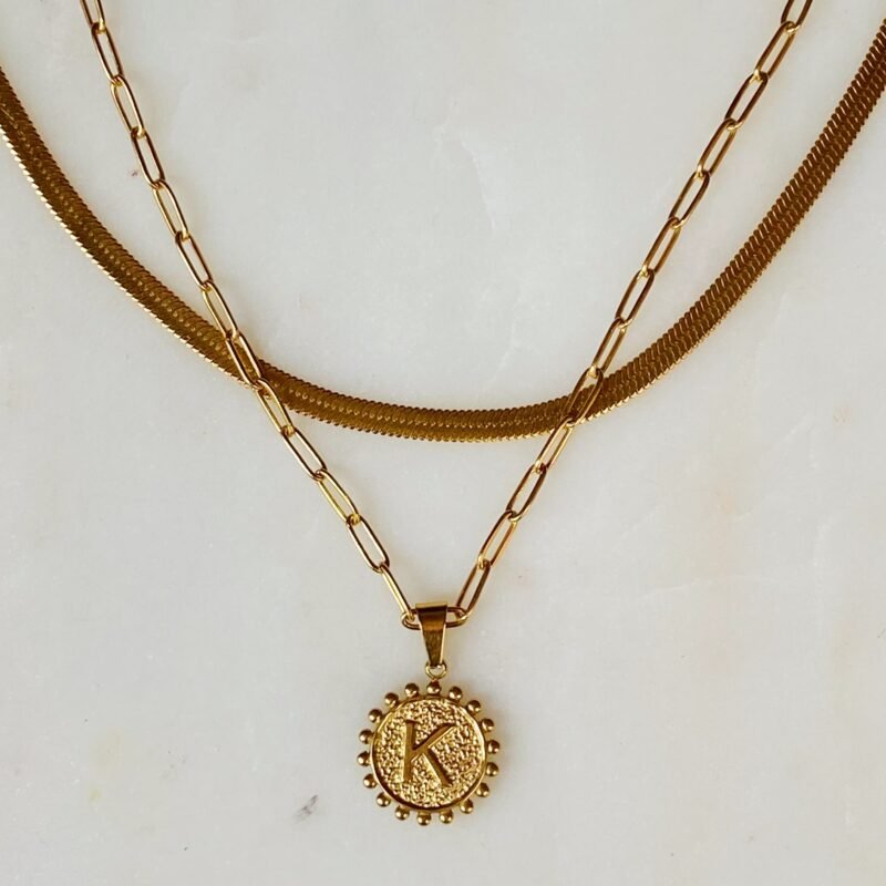 Double Chain Initial Necklace - Image 9