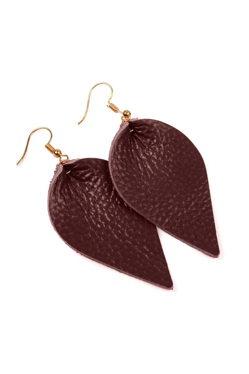 Teardrop Shape Pinched Leather Earrings - Image 7