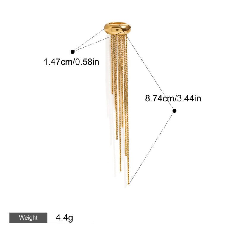 18K gold tassel design light luxury style earrings - Image 4