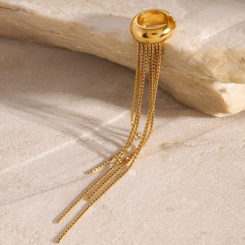 18K gold tassel design light luxury style earrings