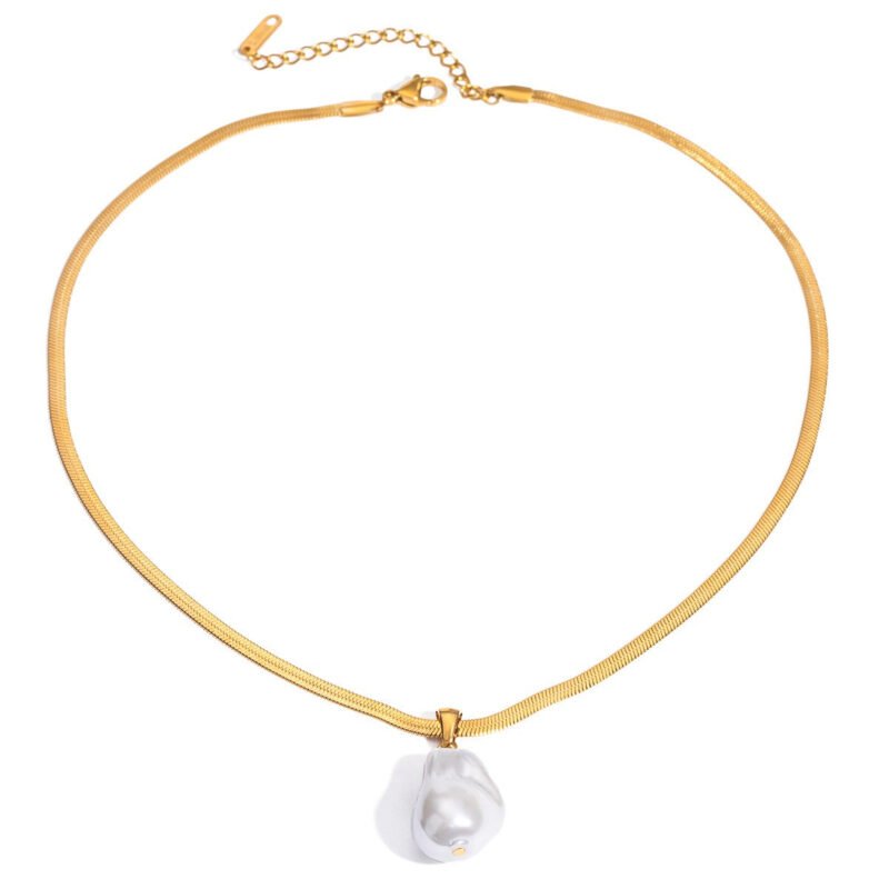 18K gold chain with pearl design high-end necklace - Image 8