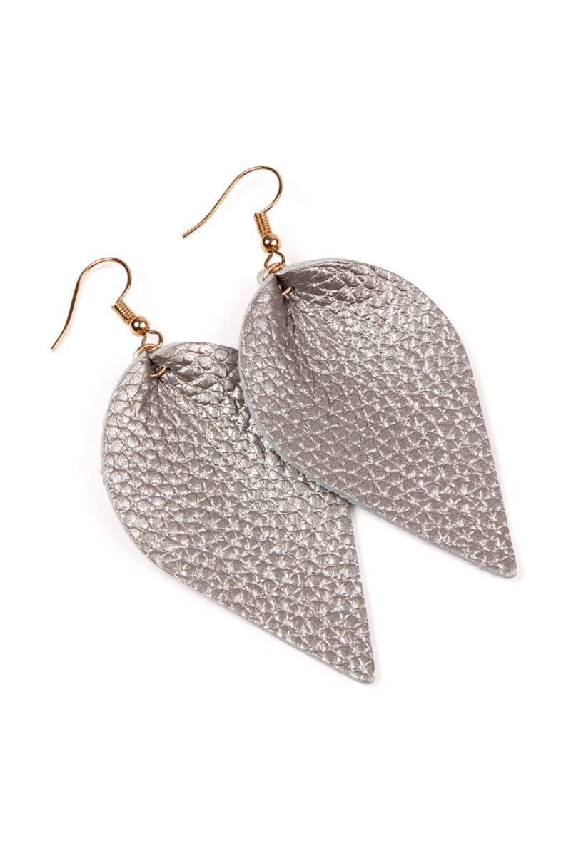 Teardrop Shape Pinched Leather Earrings - Image 23