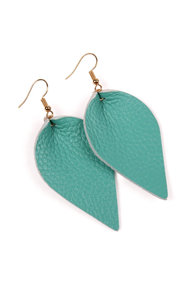Teardrop Shape Pinched Leather Earrings - Image 37
