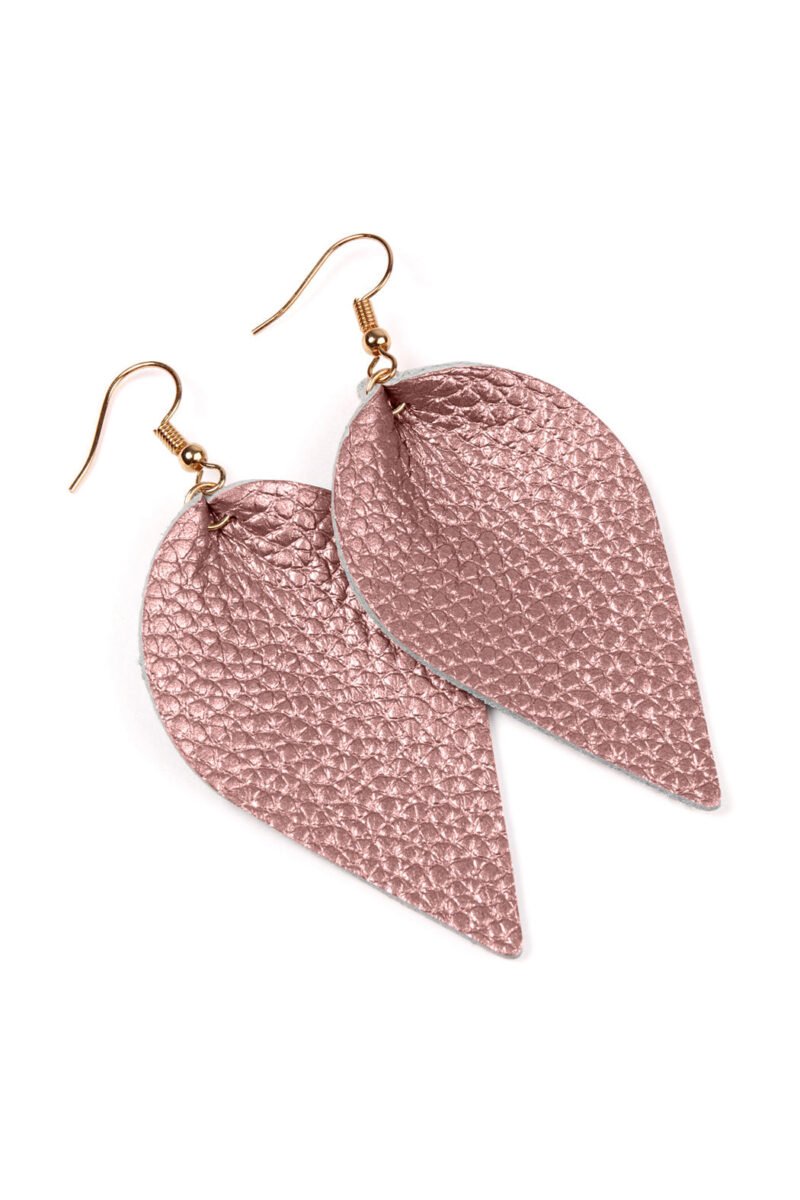 Teardrop Shape Pinched Leather Earrings - Image 31