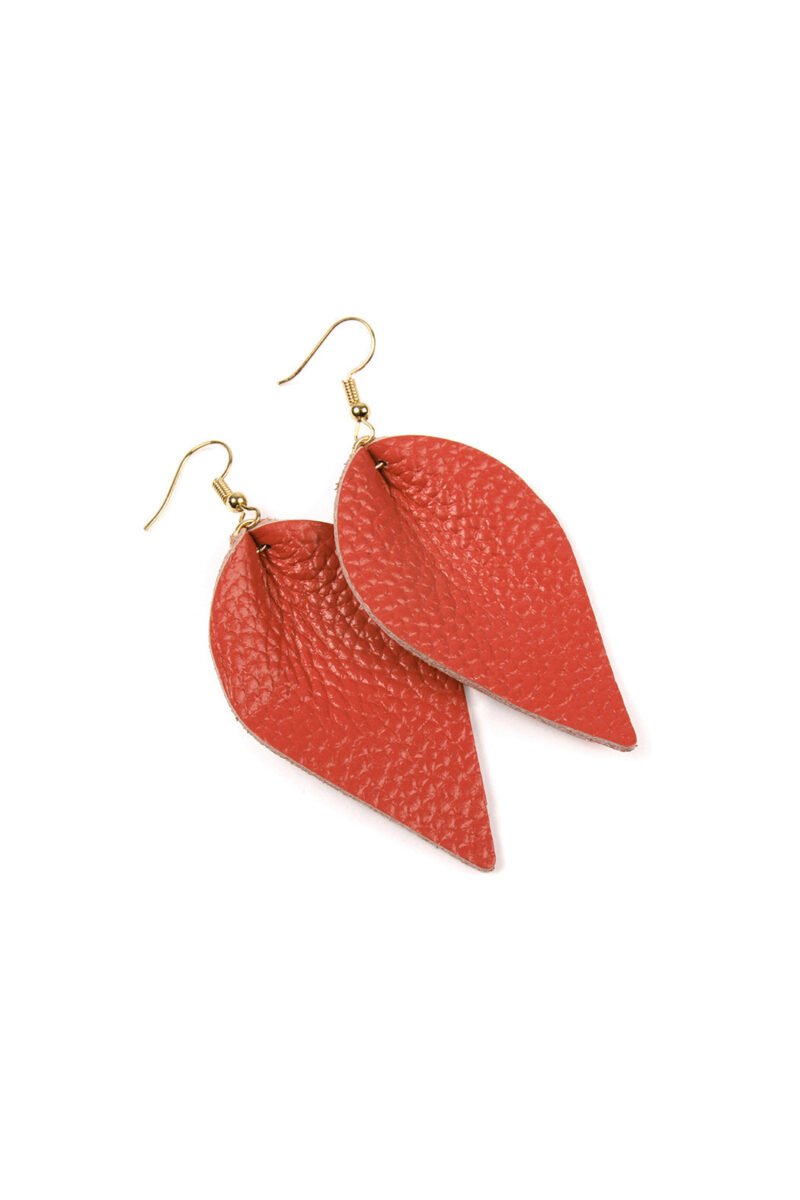 Teardrop Shape Pinched Leather Earrings - Image 11